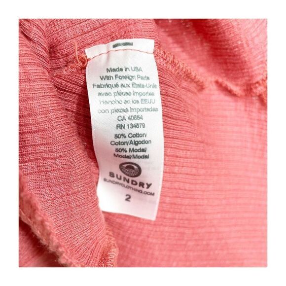 Sundry Top Womens Ribbed V Neck Henley Tee Shirt Ladies Size Medium - Picture 4 of 6